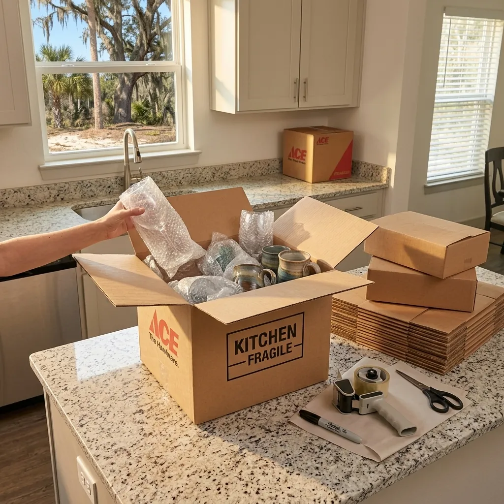 Partial Packing - Happy 2 Help Moving St. Augustine FL